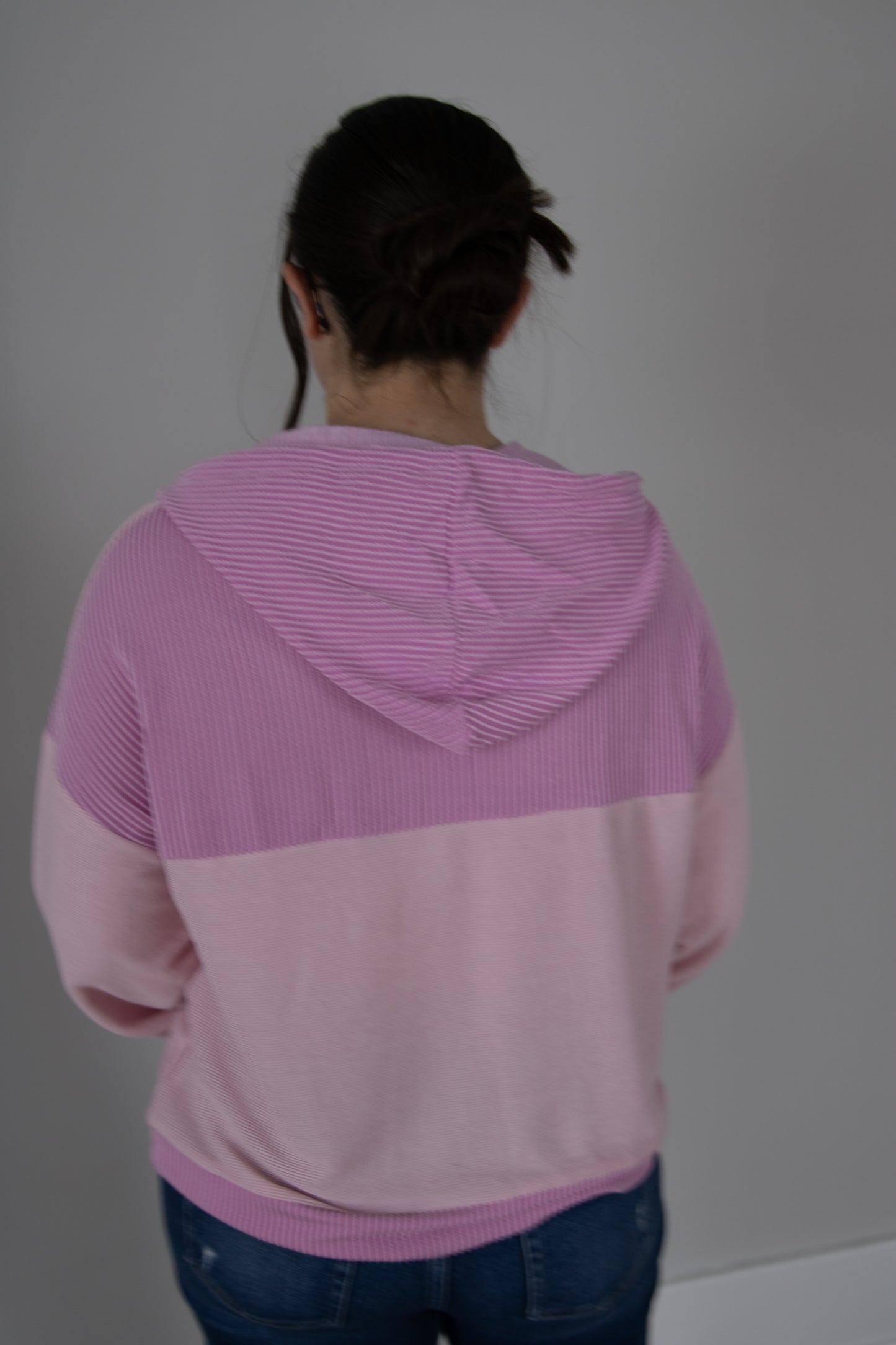 Pink Ribbed Hoodie