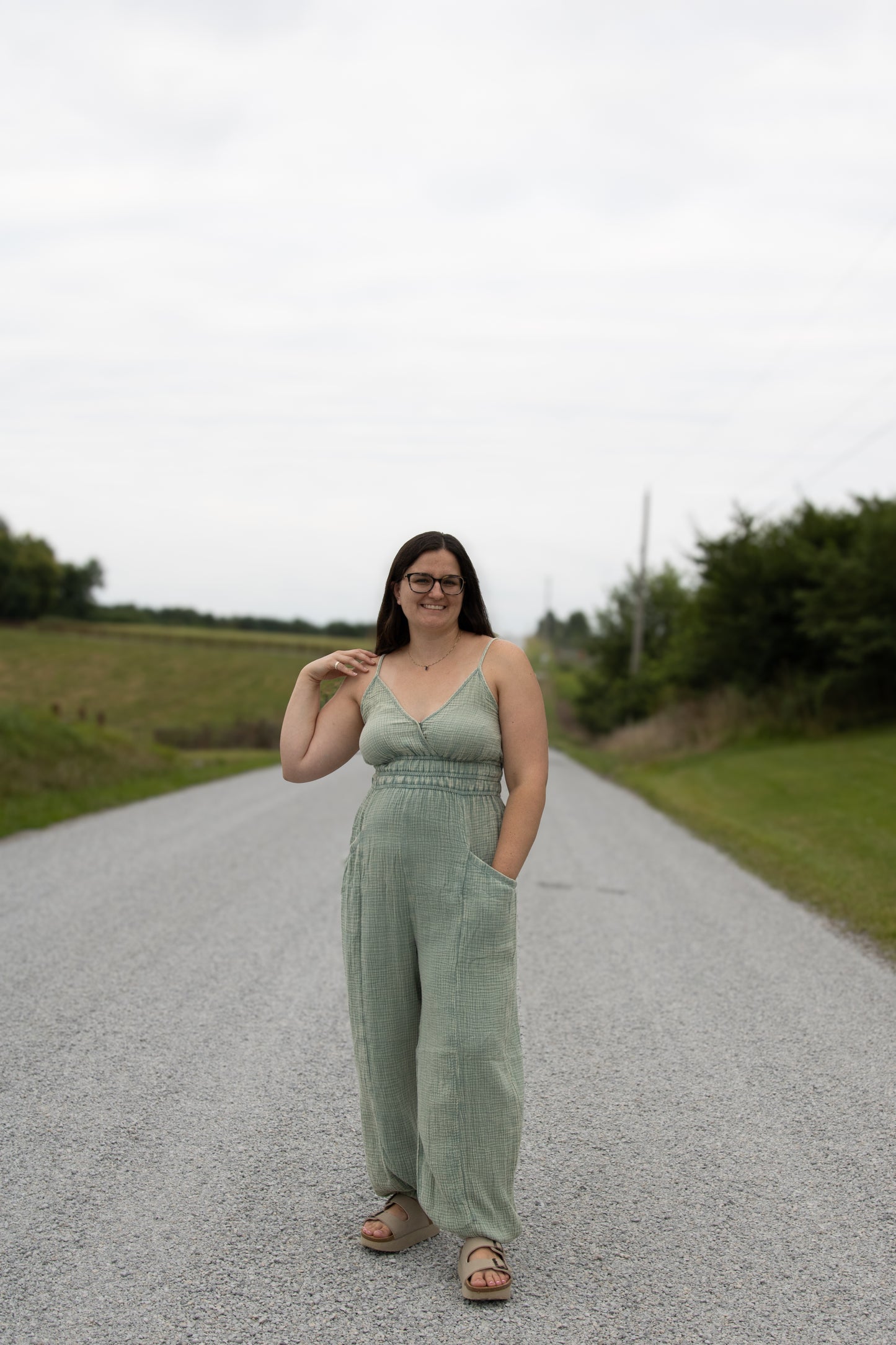 Sage Gauze Jumpsuit