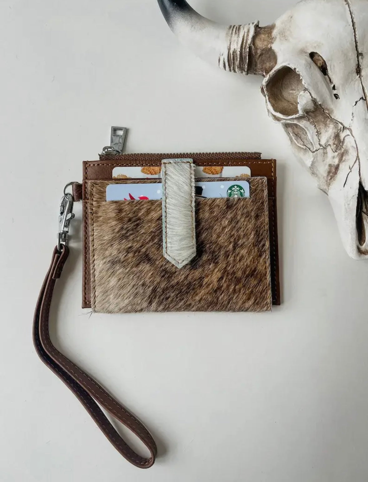 Cowhide Leather Wristlet