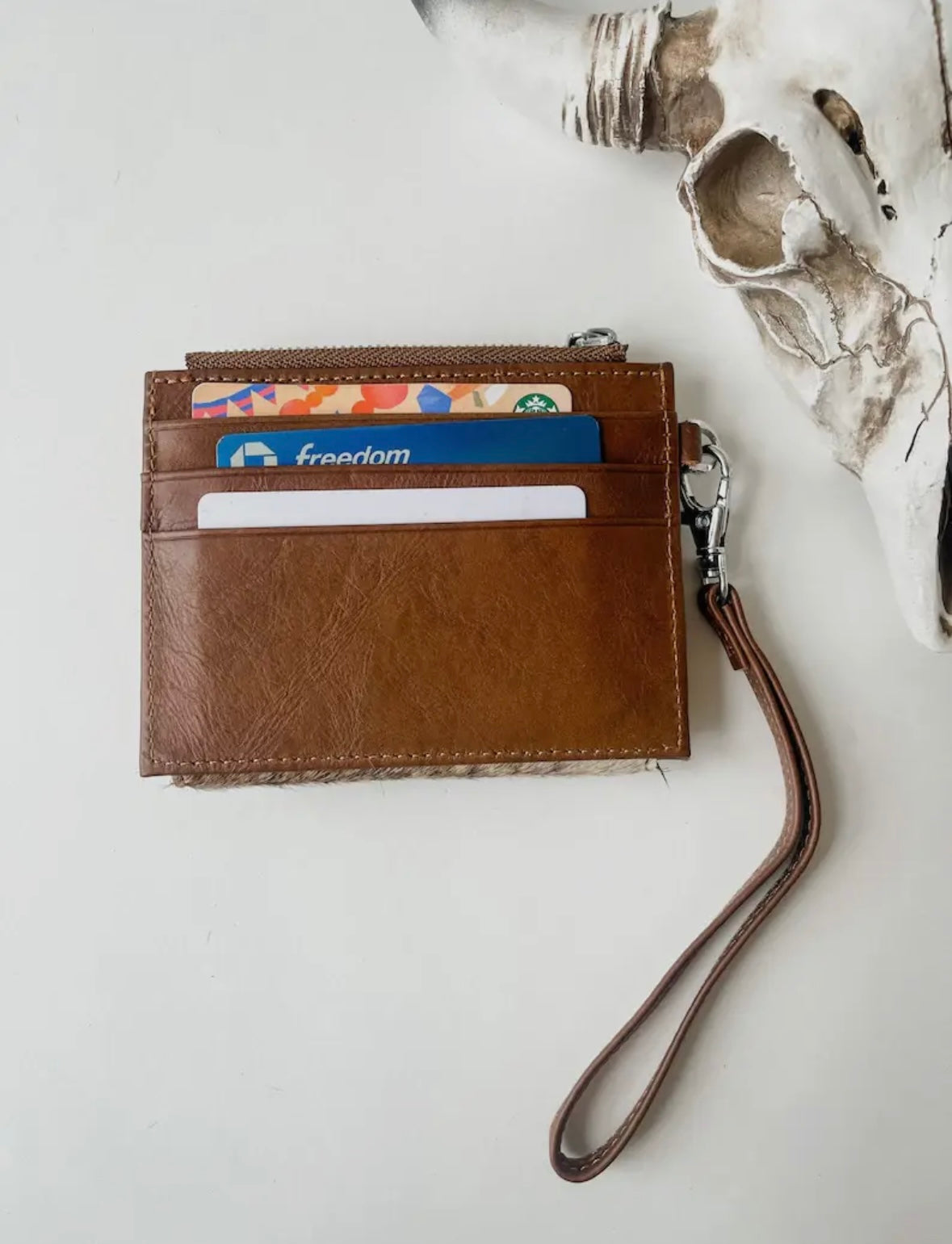 Cowhide Leather Wristlet