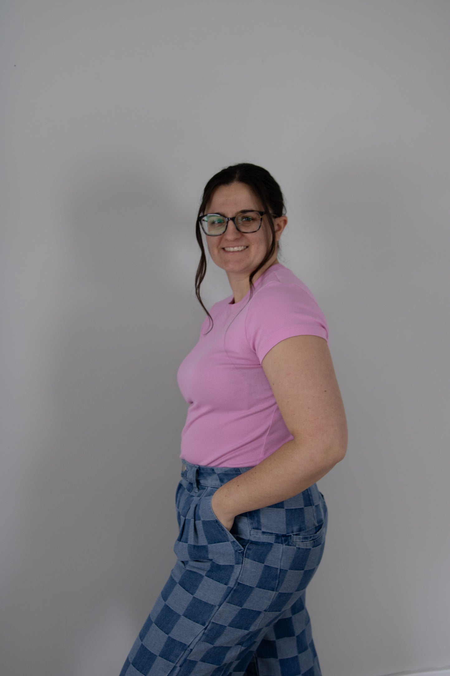Checkered Wide Leg Jeans
