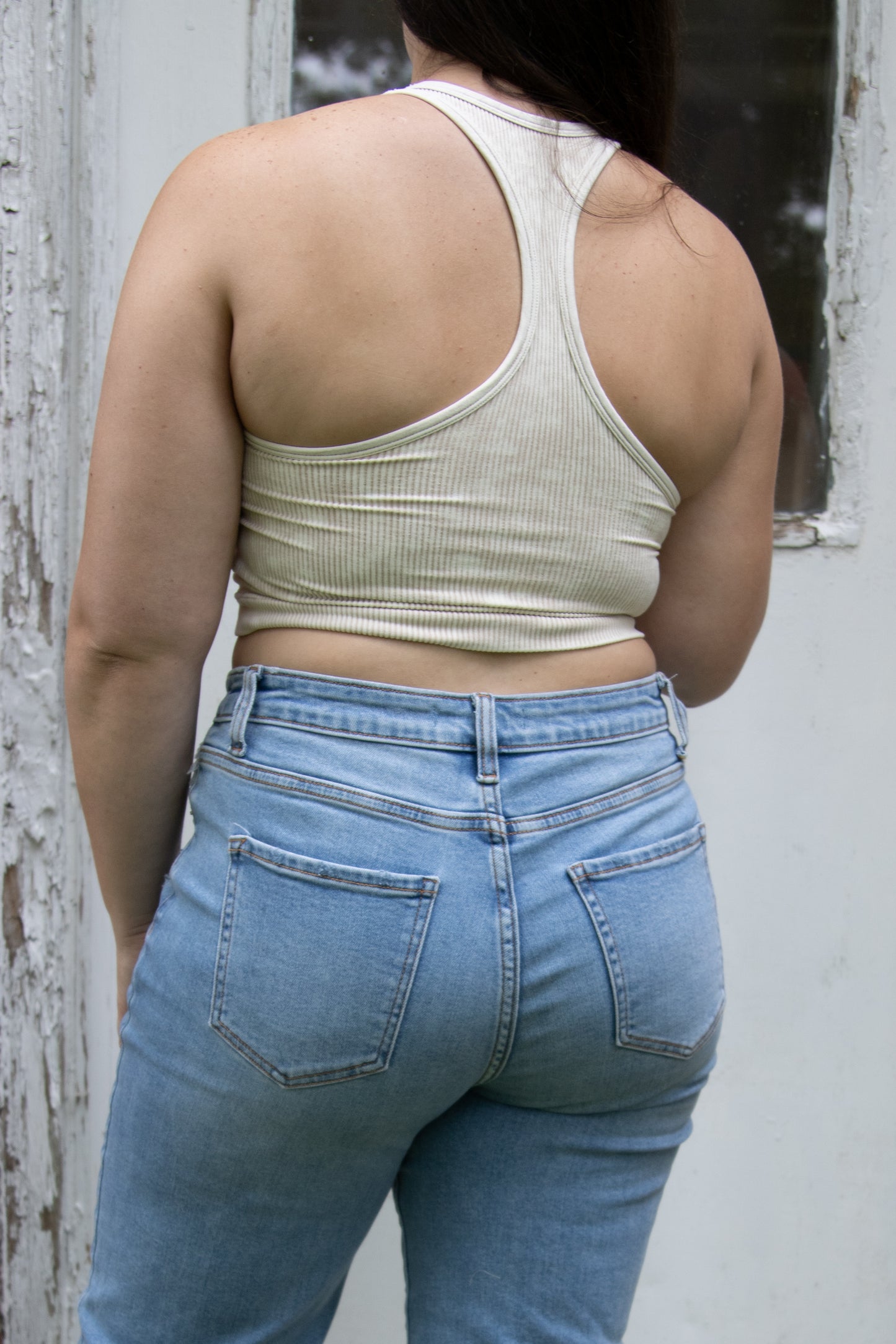 Distressed wide leg cropped jeans