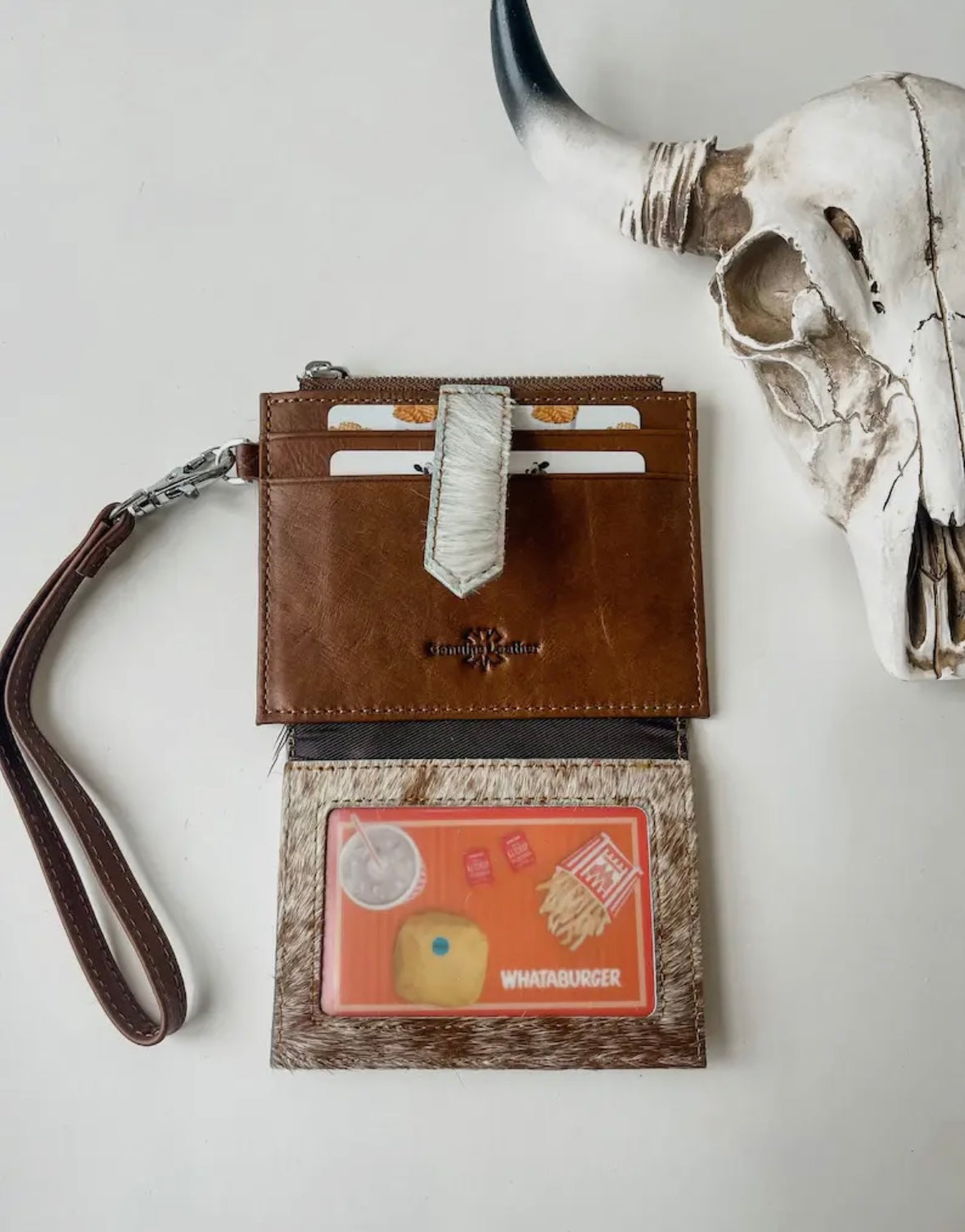 Cowhide Leather Wristlet