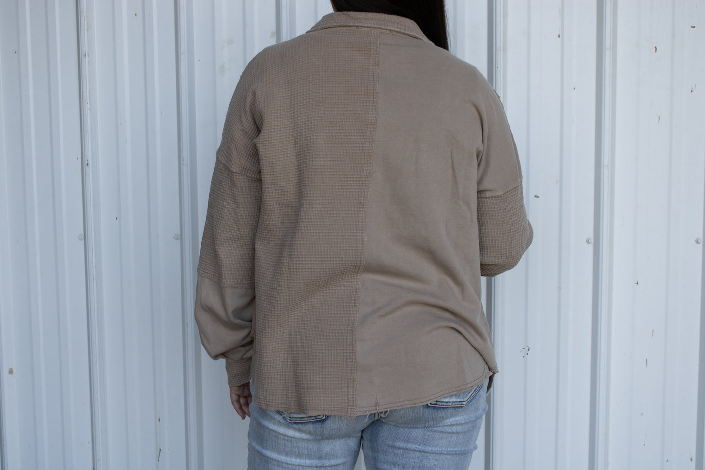Waffle Knit Button Up