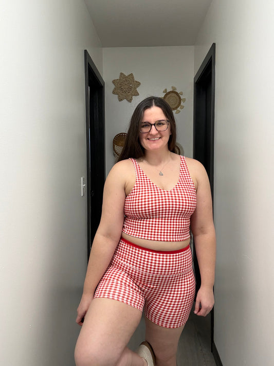 Gingham Biker Short