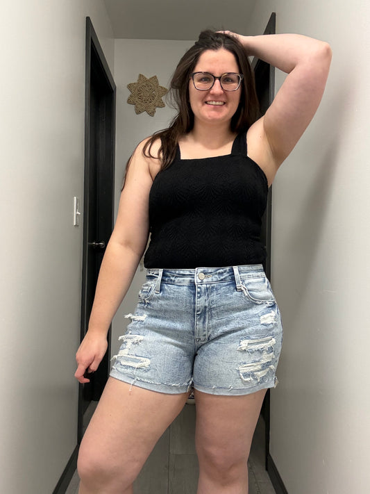 Light Cuffed Denim Shorts