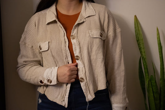 Cropped Waffle Shacket