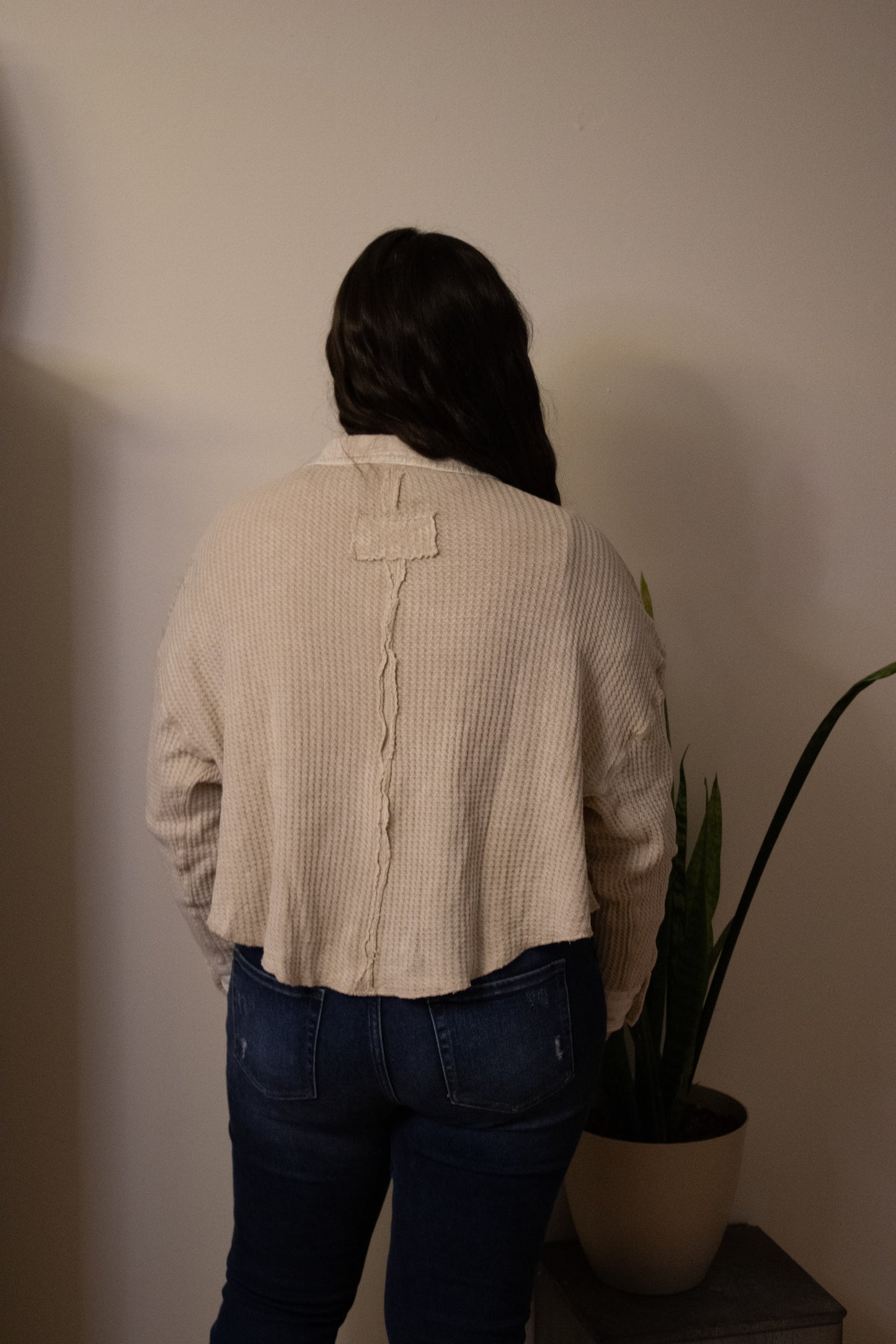 Cropped Waffle Shacket
